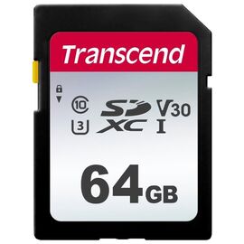  Карта памяти Transcend TS64GSDC300S SDXC 300S, 64GB UHS-I Class U3 V30 