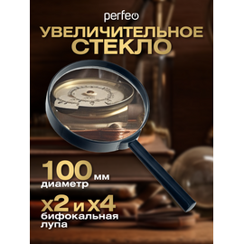  Увеличительное стекло (Лупа) Perfeo  PF-SC6000 бифокальная 2х,4х, 4"(100 мм), пластик, (Арт. PF_D0112) 